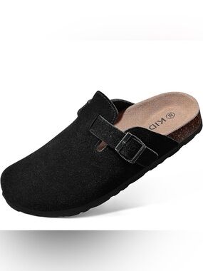 Black Suede Women’s Slip-On Clog with Buckle size 8